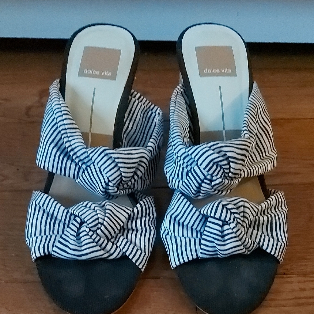 Dolce Vita Black and White Mules with Double Bow